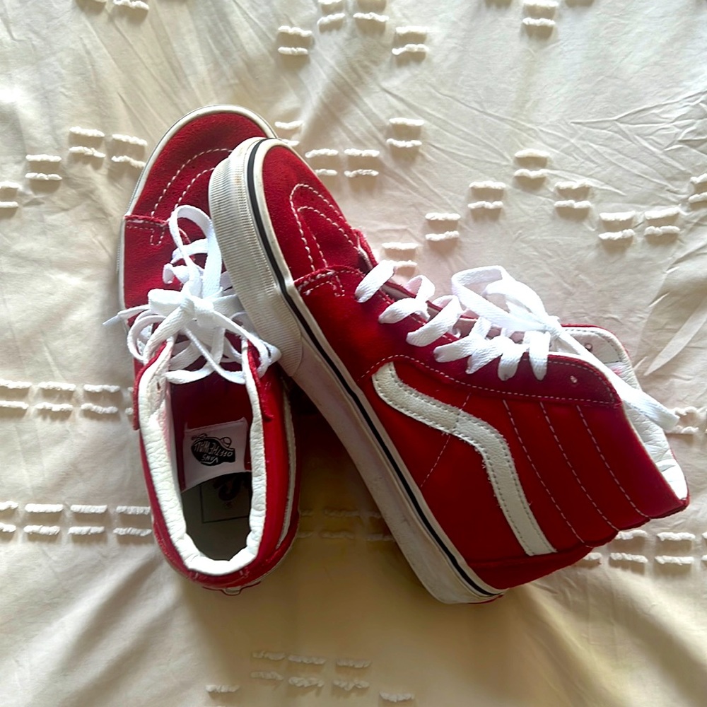 Red High top Vans - Fall color Trend for 2023!!